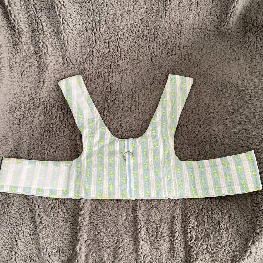 NEW- DOG HARNESS REVERSIBLE- with frogs handmade